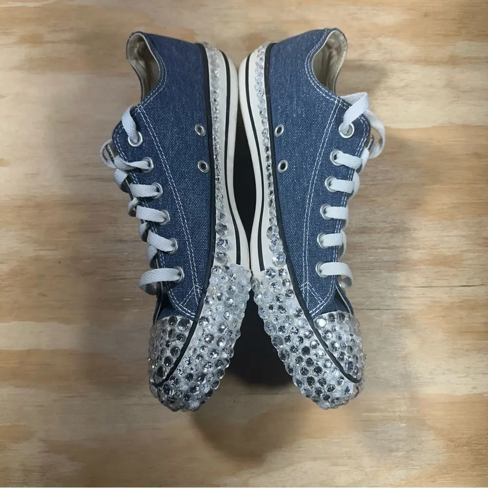 Converse Bedazzled Denim Canvas Sneakers Women’s Size 8 - Picture 4 of 9